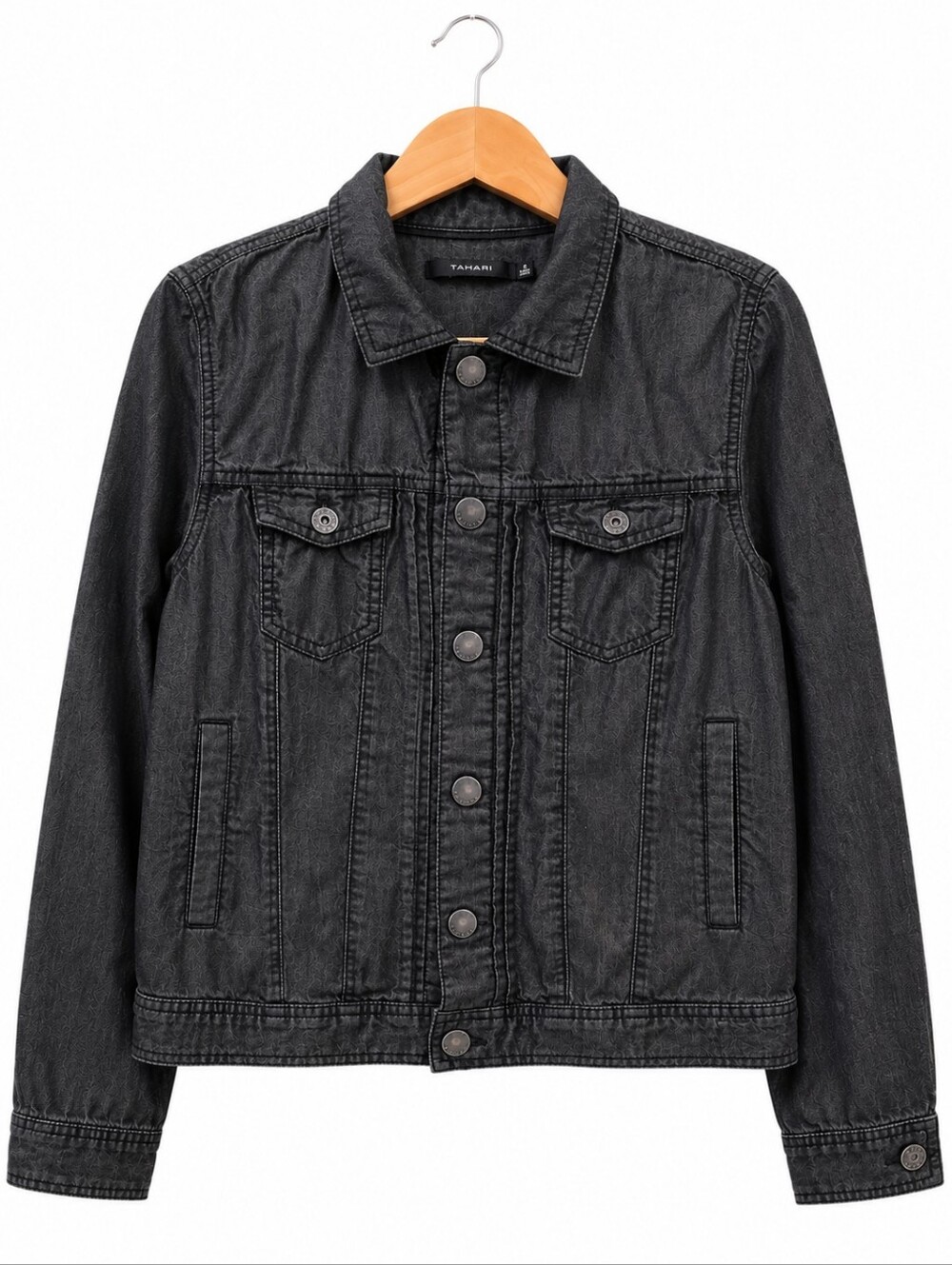 Tahari Black Lyocell Denim-Style Jacket Women's Size Small Lightweight Button